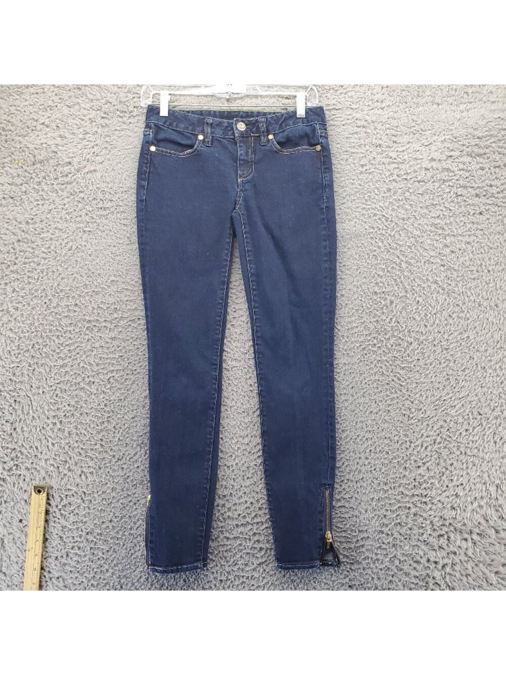 Tory Burch Jeans Womens 25 Blue Cropped Slim Fit Gold Zipper Detail